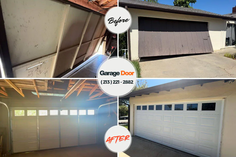 Before and after: garage door repair Malone, FL